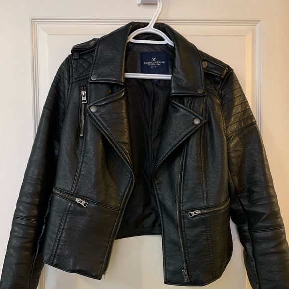 American Eagle M faux leather moto jacket - Picture 7 of 8